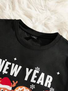 Manfinity VCAY 男士聖誕圖案T恤 - 黑色 - 查看 4