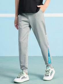 Tween Boy Letter Graphic Sweatpants - Grey - View 3