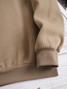 INAWLY Solid Thermal Lined Sweatshirt & Drawstring Waist Sweatpants - Multicolor - View 4