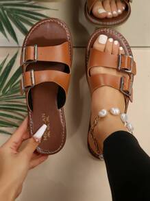 女士平底涼鞋 - 棕色 - 查看 6