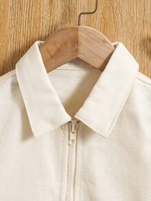 Young Girl Zip Up Denim Jacket - Beige - View 5