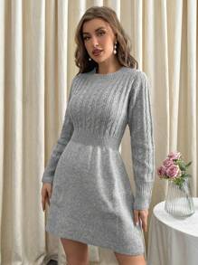 SHEIN Privé Robe Pull Unicolore Trapèze