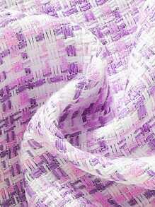 SHEIN Baby Girl Plaid Pattern Borg Collar Bow Front Coat - Multicolor - View 3