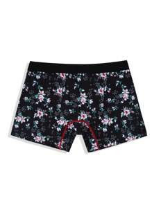 Men Floral Print Top-stitching Contrast Tape Boxer Brief - Multicolor - View 2