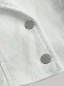 SHEIN MOD Plus Ruffle Trim Tube Denim Top - White - View 4