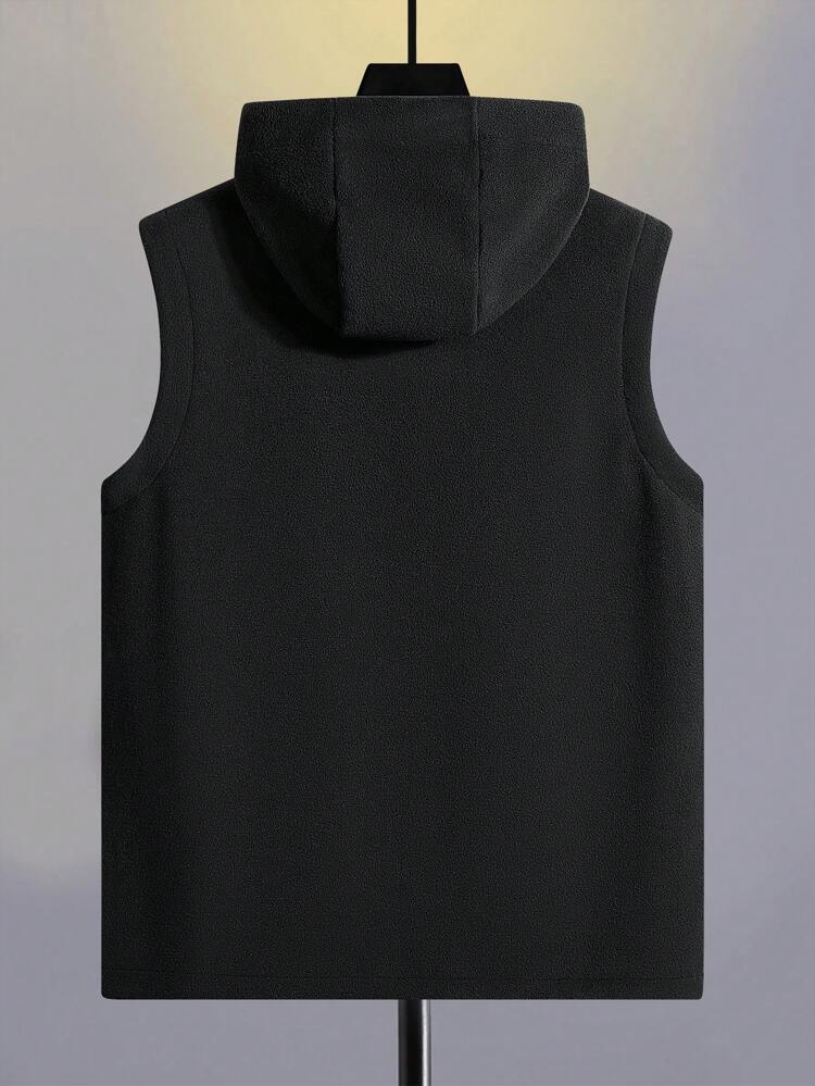Men Letter Graphic Zip Up Hooded Vest Jacket