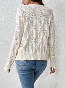 SHEIN Frenchy Cárdigan de punto de malla ribete en abanico - Albaricoque - Ver 4