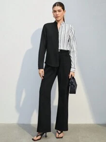 BizChic Striped Print Button Front Shirt - Multicolor - View 1