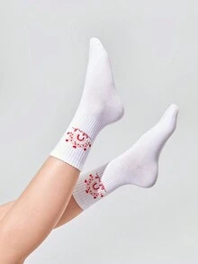 2pairs/set Pink Striped Polyester Over Knee Socks For Girls - White - View 5