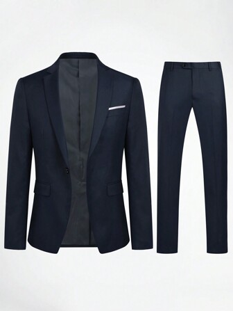 CLOUDSTYLE Men Plus Solid Blazer & Suit Pants