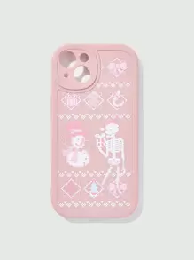 ROMWE Kawaii 1pc Christmas Skeleton Graphic TPU Case Compatible With iPhone - Multicolor - View 1