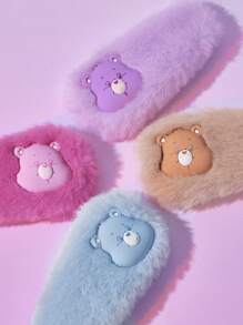 SHEIN X Care Bears 4pcs/Pack 3D Bear Plush Hair Clips, Cute Gifts ,Plush Hair Barrettes