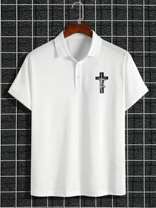 Manfinity 寬鬆男士polo衫,搭配印有字母圖形設計