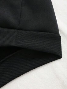 INAWLY Plus Size Floral & Slogan Graphic Drawstring Thermal Lined Sweatshirts YOU MUST EMBRACE YOUR FUTURE, For Winter - Black - View 7