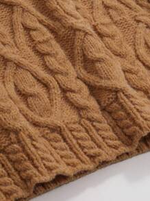 DAZY Áo len thả vai dệt kim cáp, Quần áo mùa thu - Màu vàng - Xem 3