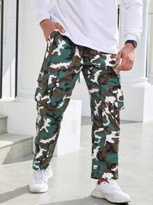 Manfinity LEGND 寬鬆款男士大碼迷彩印花口袋貨物褲 - 彩色 - 查看 3