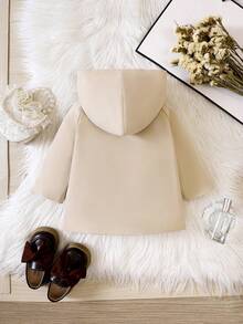 男嬰雙排釦連帽風衣外套 - 杏色 - 查看 2