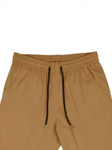 Manfinity Homme Men Solid Slant Pocket Drawstring Waist Pants, For Fall - Bronze - View 3