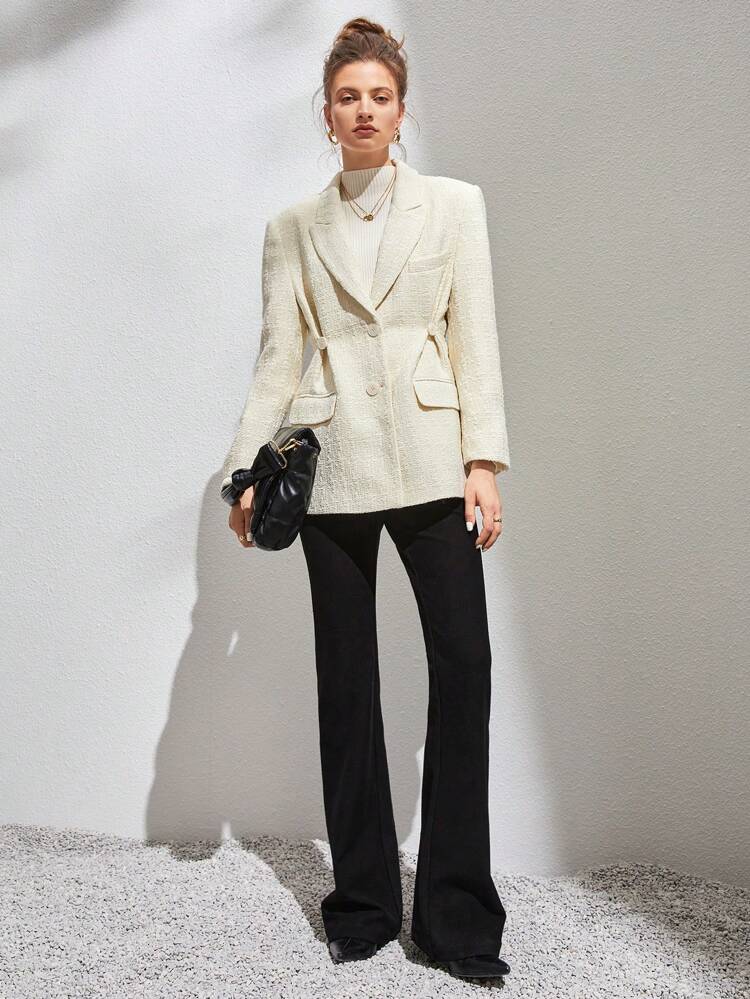 Lapel Neck Flap Detail Blazer