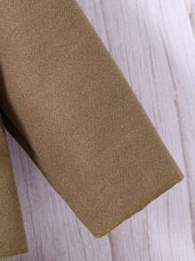 Young Boy 3D Ear Design Hooded Duffle Button Overcoat - Coffee Brown - View 4