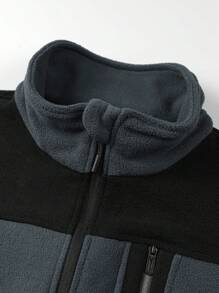 Manfinity Sport Corelite Men Colorblock Zip Up Thermal Lined Fleece Jacket Workout Tops Grey Jacket - Grey - View 5