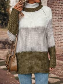 SHEIN LUNE Jersey de color combinado de manga raglán - Multicolor - Ver 5