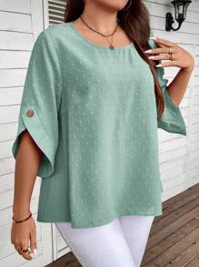 SHEIN LUNE 大碼瑞士圓點襯衫 - 薄荷綠 - 查看 7