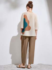 Chiquease Pantalones con detalle de botones y cintura alta - Café integral - Ver 2