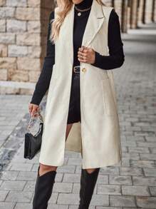 Aveloria Dual Pocket Belted Vest Coat - Apricot - View 5