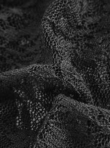 ROMWE Goth Contrast Lace Criss Cross Sexy Bralette - Black - View 4