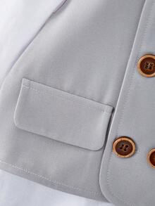 Baby Boy Bow Detail 2 In 1 Top & Pants - Grey - View 3