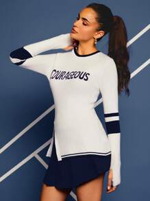 VARSITIE 運動網球基本大腿襪&戶外運動套編襪 - 藍白色 - 查看 4