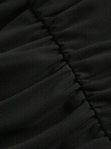 SHEIN MOD Off Shoulder Ruched Crop Tee - Black - View 4