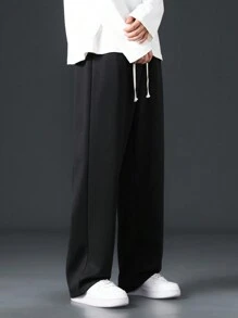 Men's Fashion Casual Loose Straight Leg Sweatpants - 黑色 - 查看 4