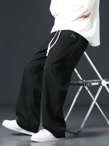 Men's Fashion Casual Loose Straight Leg Sweatpants - 黑色 - 查看 5