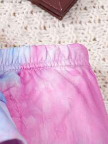 SHEIN 年輕女孩紮染字母圖案連帽衫和運動褲 - 彩色 - 查看 4