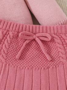 SHEIN Baby Girl Cherry Pattern Sweater & Pleated Knit Skirt - Pink - View 4