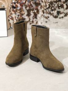 Styleloop Women's Western Style Cowboy Chelsea Short Boots For Commuting - Camel - View 5