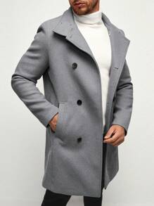 Manfinity VCAY Men 1pc Double Breasted Overcoat, Fall/Winter