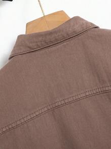 Manfinity Men Pocket Patched Denim Jacket Without Tee - Khaki - View 7