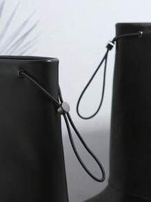 SHUZIA Pointy Toe Drawstring Ankle Booties - Black - View 4