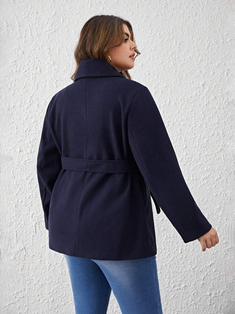 Plus Shawl Collar Belted Overcoat