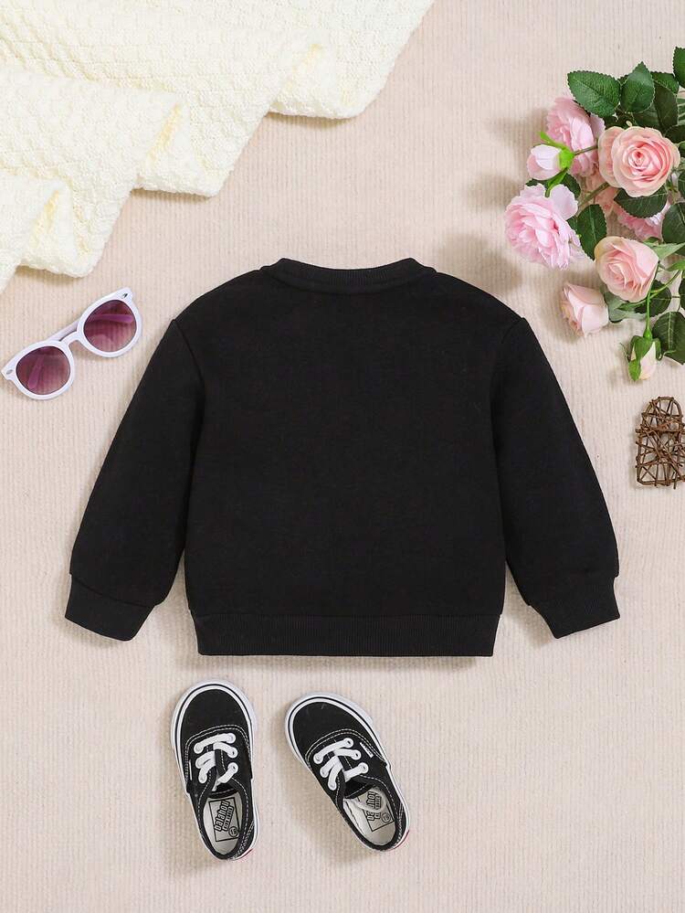 Baby Girls Letter & Figure Graphic Sweatshirt