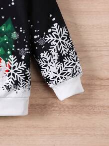 SHEIN Young Girl Christmas Print Drop Shoulder Sweatshirt - Multicolor - View 5