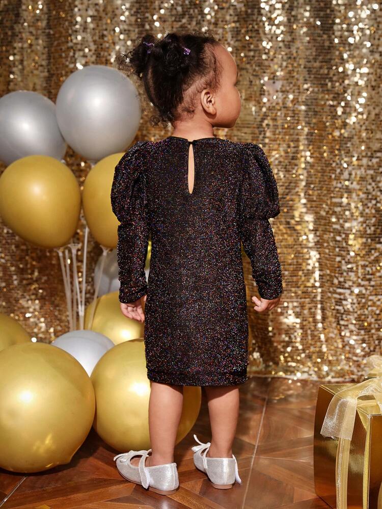 Baby Girl Gigot Sleeve Glitter Dress"Mommy&Me"(3 pieces are sold separately)