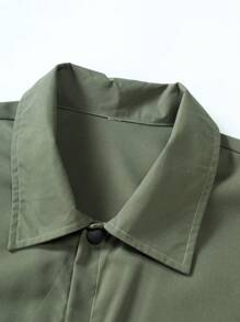 Manfinity Hypemode Oversized Men's Flap Pocket Shirt & Drawstring Waist Pants (Without Tee) - Army Green - View 6