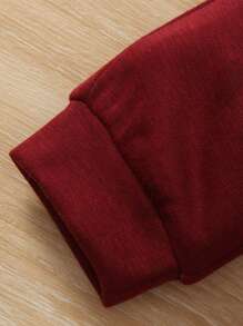 Baby Boy Rabbit Print Sweatshirt & Sweatpants - Red and White - View 6