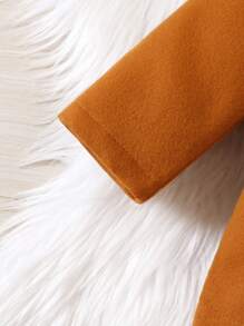 Baby Boy Cartoon Embroidery 3D Ear Design Hooded Duffle Overcoat - Brown - View 4