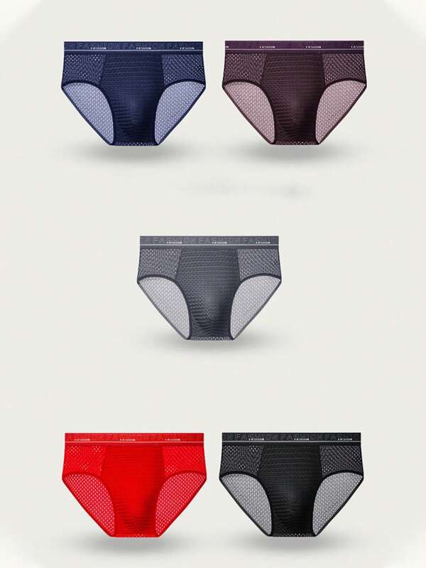 Herren 5er Pack Slip mit Buchstaben-Band und Mesh-Einsatz