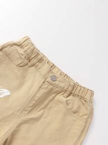 女大童蝴蝶印花破洞牛仔褲 - 卡其色 - 查看 6